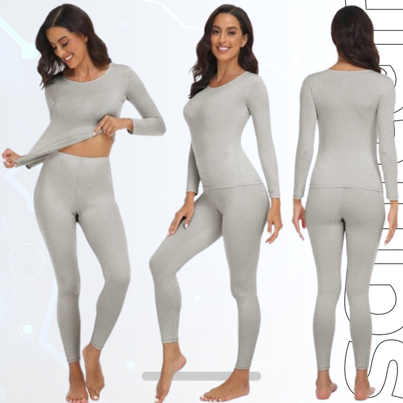 Women's Thermal Underwear Set - Fleece Lined, Soft, Top and Bottom, 2-Piece