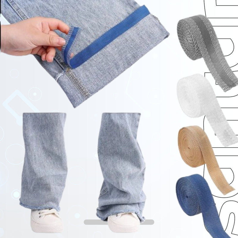 Self-Adhesive Pants Edge Shortening Tape - Iron-On Hem for Adjusting Trousers, Jeans, and Clothes Length