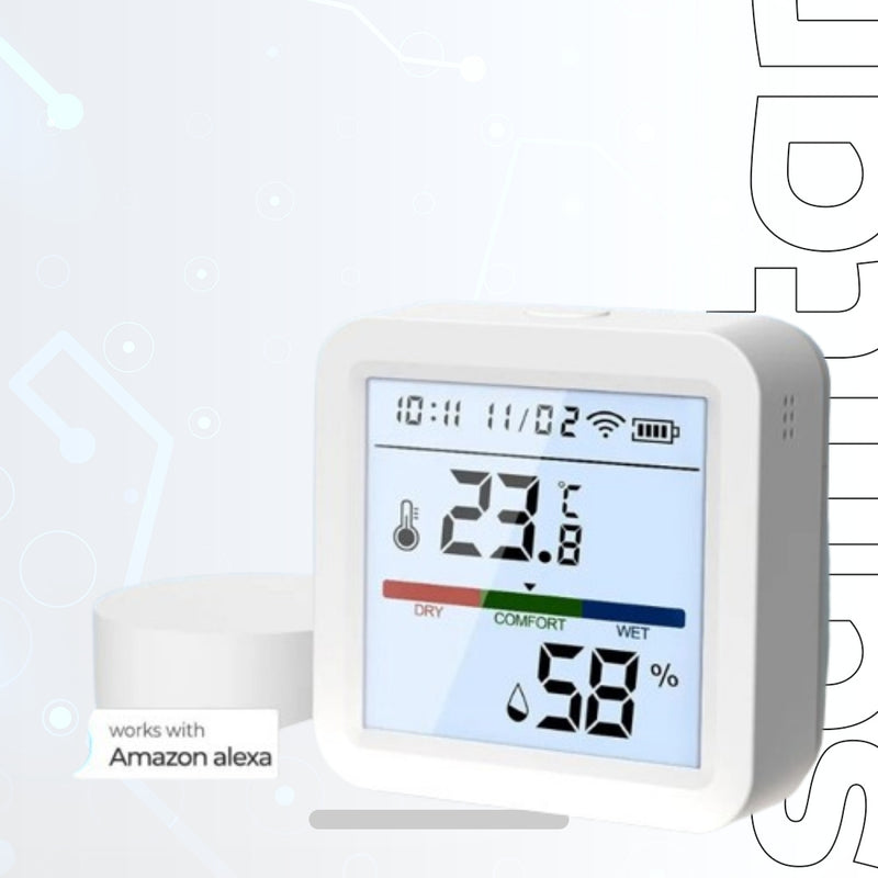 Tuya WiFi Temperature and Humidity Sensor - Smart Life Backlight Hygrometer Thermometer, Supports Alexa and Google Home Assistant