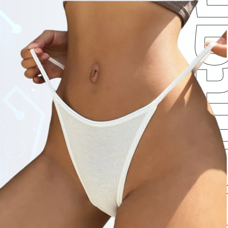 Simple Striped Cotton Seamless Thongs