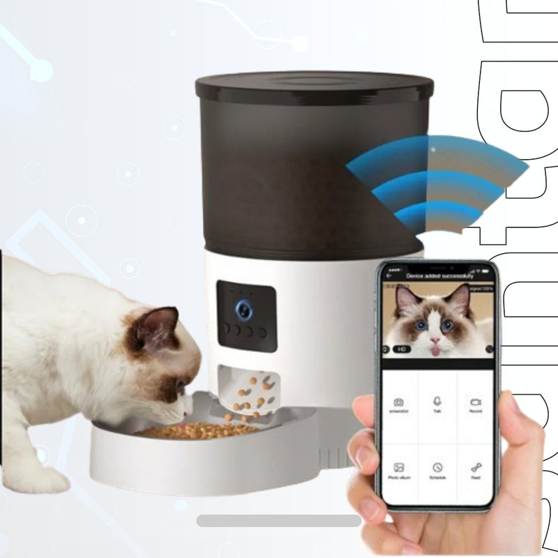 Automatic Cat Feeder with Camera - Smart Pet Food Dispenser, Voice Recorder, Remote Control for Cats and Dogs