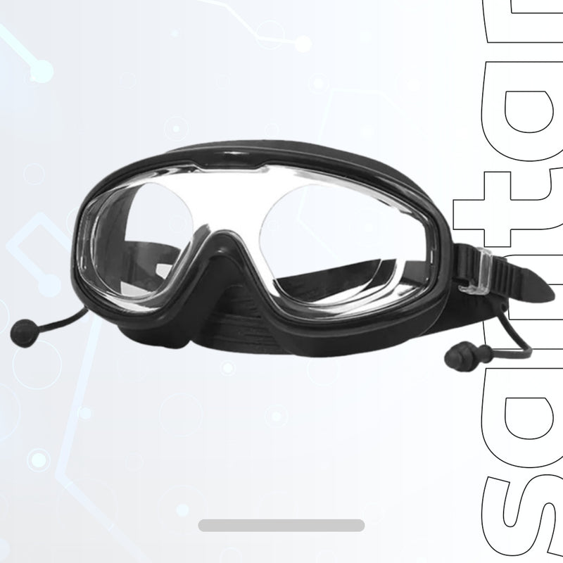 Anti-Fog Wide View Swim Goggles with Earplugs