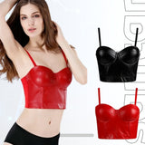 Wechery Women's Leather Corset Sexy Gothic Bra