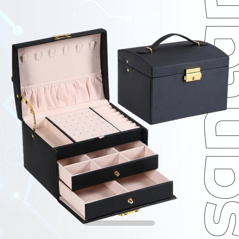 Three Layer Multifunctional Leather Drawer - Jewelry Box