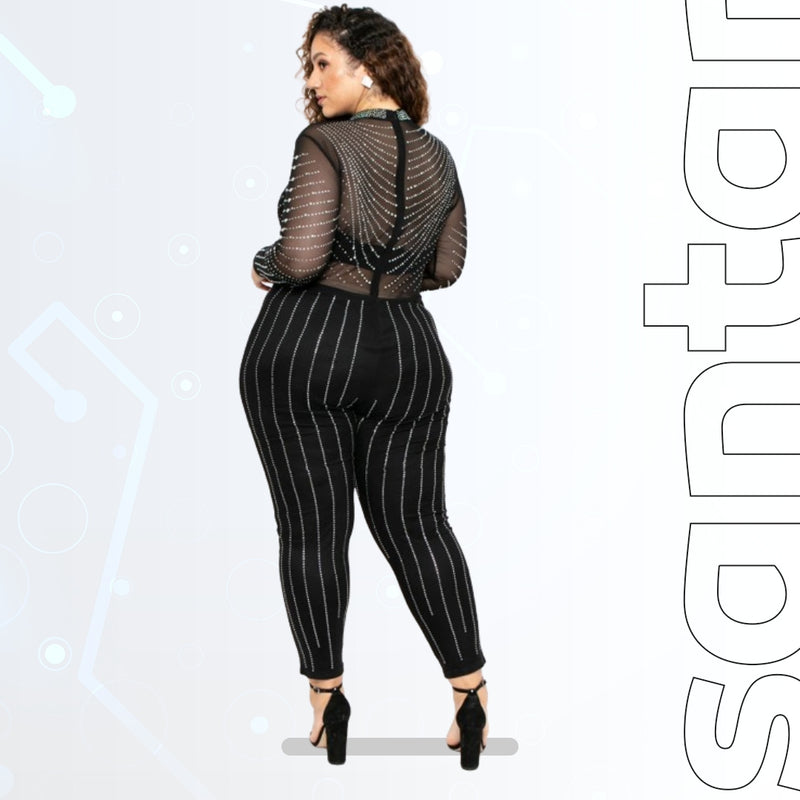 High Elasticity Mesh Transparent Tight Jumpsuit