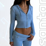 Women's Long Sleeve Sweater - Zipper with Hood