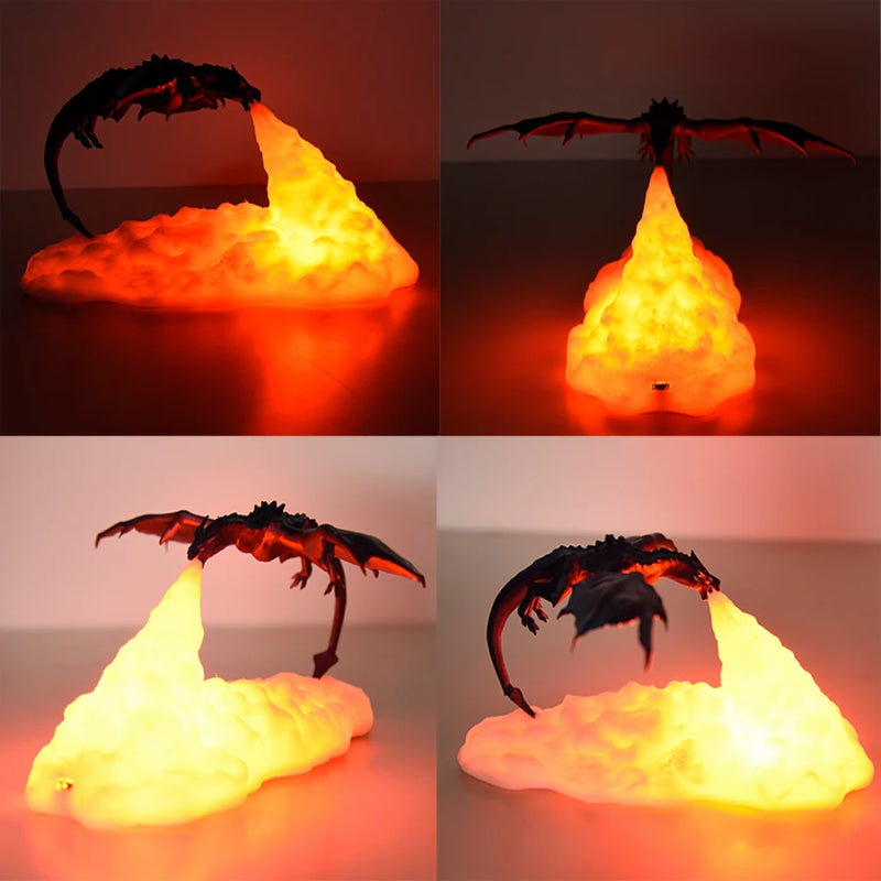 3D Ice/Fire Dragon LED Bedroom Decor - Rechargeable