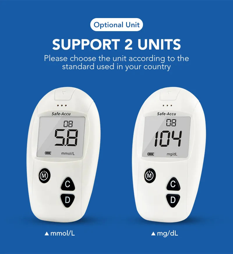 Sinocare Safe-Accu Blood Glucose Meter Kit - Diabetes Tester with 50/100 Test Strips and Lancets