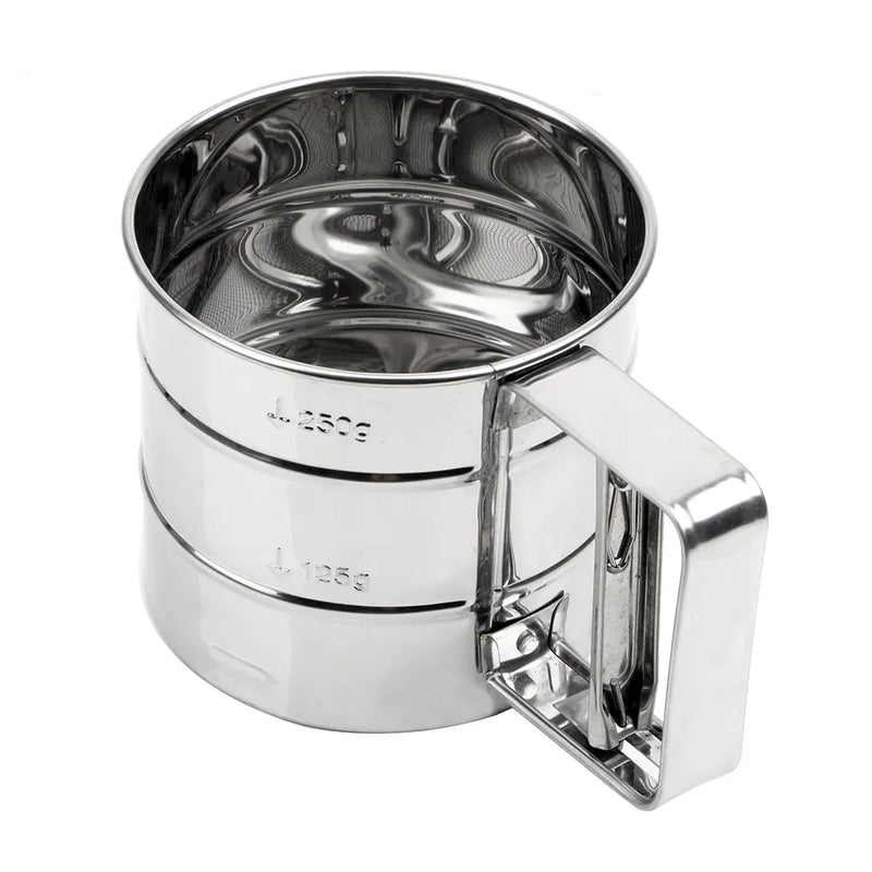 Stainless Steel Flour Sifter - Baking Icing Sugar Shaker Mesh Sieve Cup for Pastry Bakeware