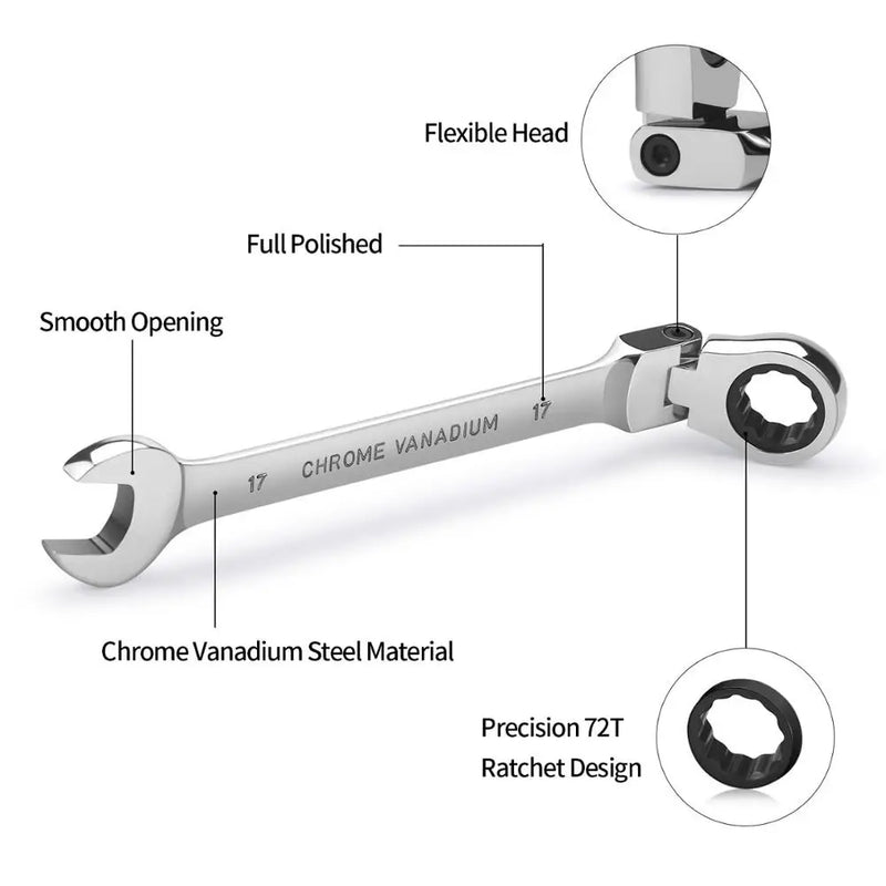 Flexible Head Ratchet Wrench