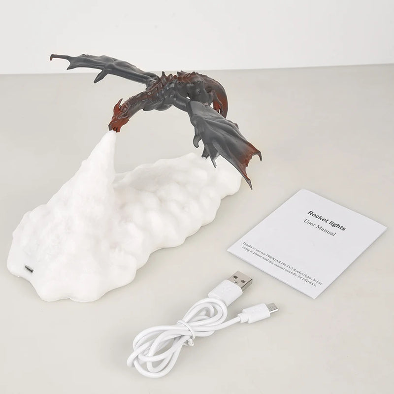 3D Ice/Fire Dragon LED Bedroom Decor - Rechargeable