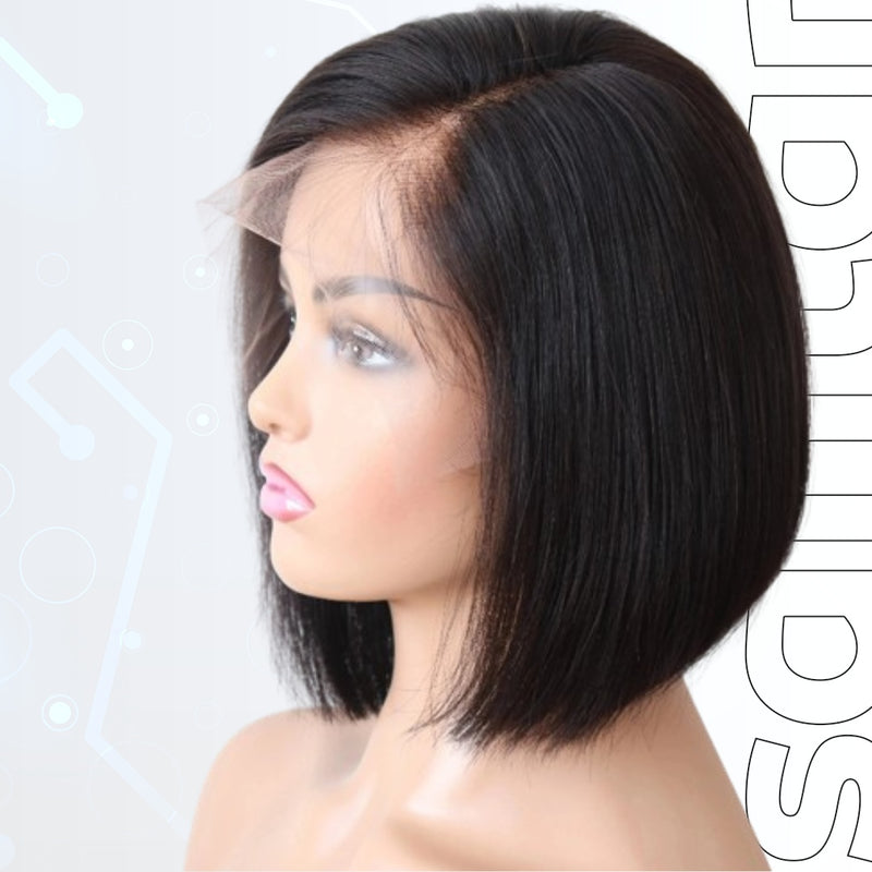 Short BOB Wig - T Part Side Part Lace Frontal, Pre-Plucked Brazilian Human Hair, Cuticle Aligned, for Black Women