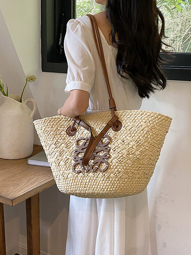 Retro Luojia Holiday Shoulder Straw Bag