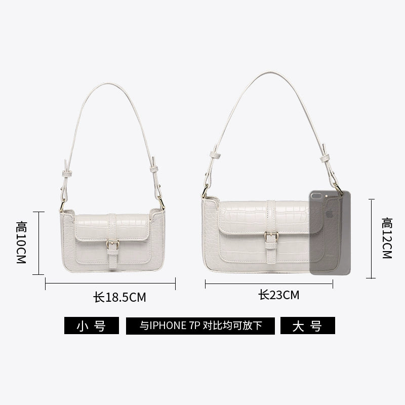 Hong Kong Itgdledy Genuine Leather Crocodile Pattern Niche Style Underarm Bag Women 2023 New Arrival Classy Baguette Bag Messenger Bag