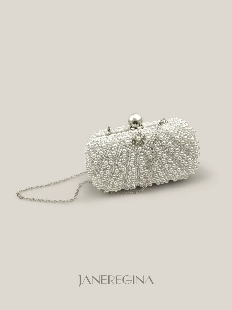 White Fancy Fashionable Pearl Dinner Bag