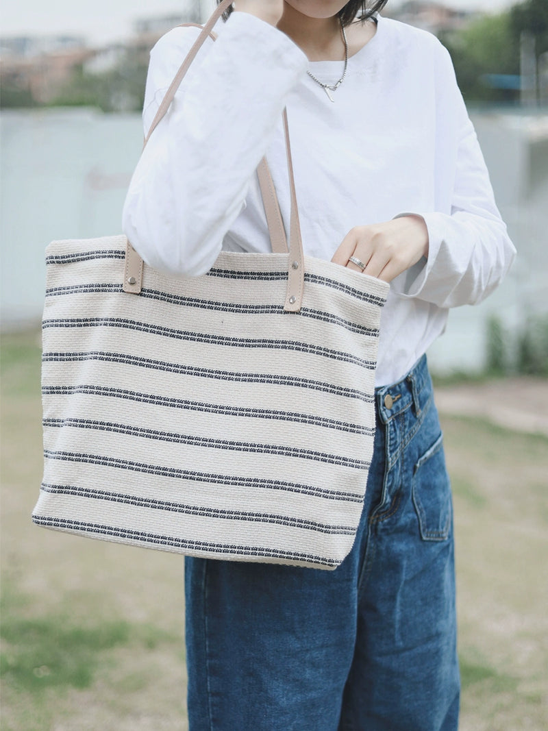 Sobag Harajuku Cotton and Linen Stripes Chic Mori Artistic