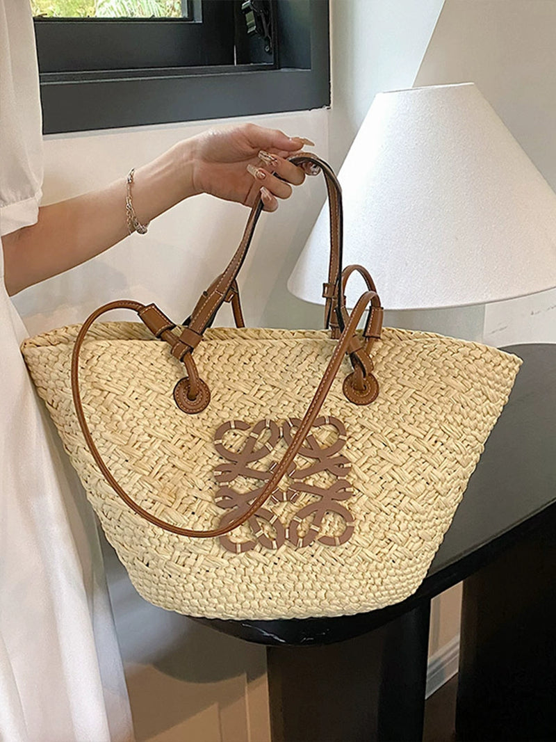 Retro Luojia Holiday Shoulder Straw Bag