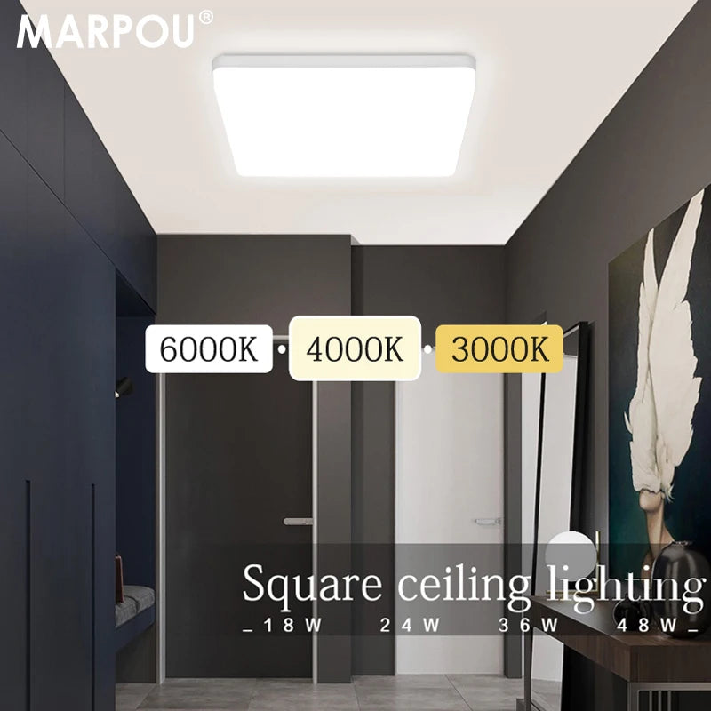 Square LED Ceiling Lamp - Bedroom Lighting