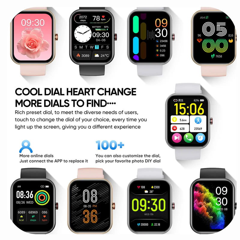 Smart Watch - Voice Calling, Health Monitoring, Blood Oxygen, Heart Rate, iOS & Android