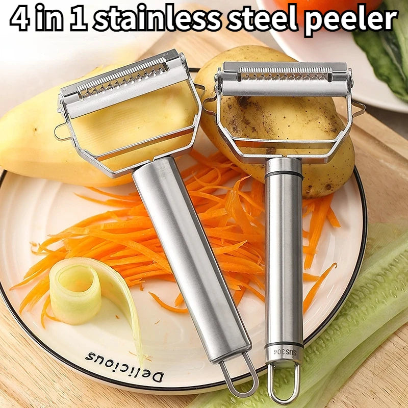 Stainless Steel Fruit and Vegetable Peeler - Multifunctional Grater for Melon, Potato, Carrot, Cucumber, and More