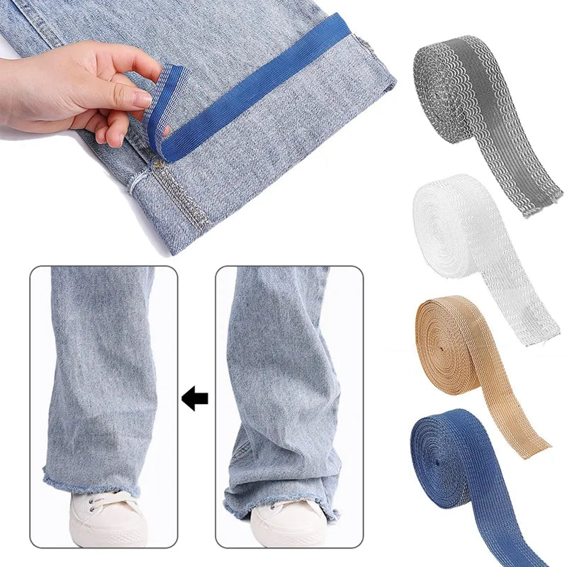 Self-Adhesive Pants Edge Shortening Tape - Iron-On Hem for Adjusting Trousers, Jeans, and Clothes Length