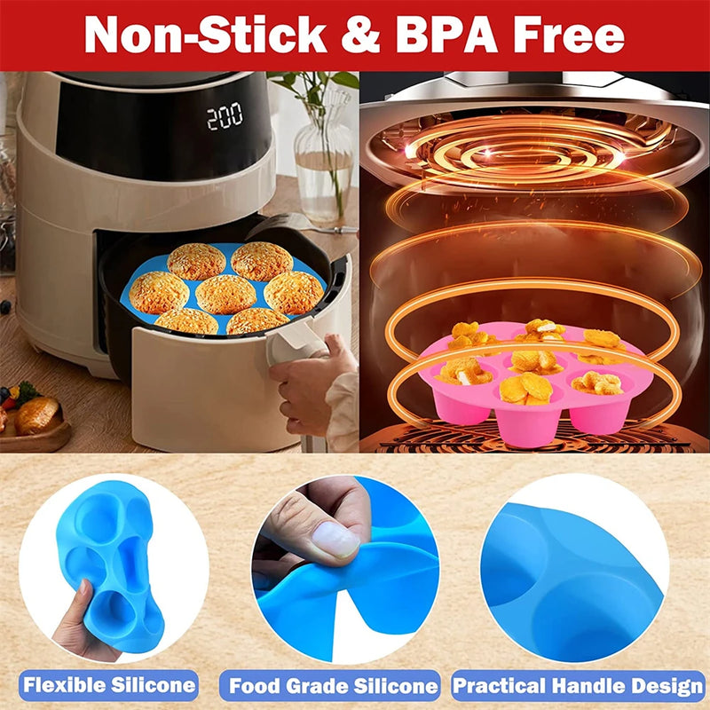 Silicone 7-Hole Cake Mold - Airfryer and Microwave Oven Baking Accessories