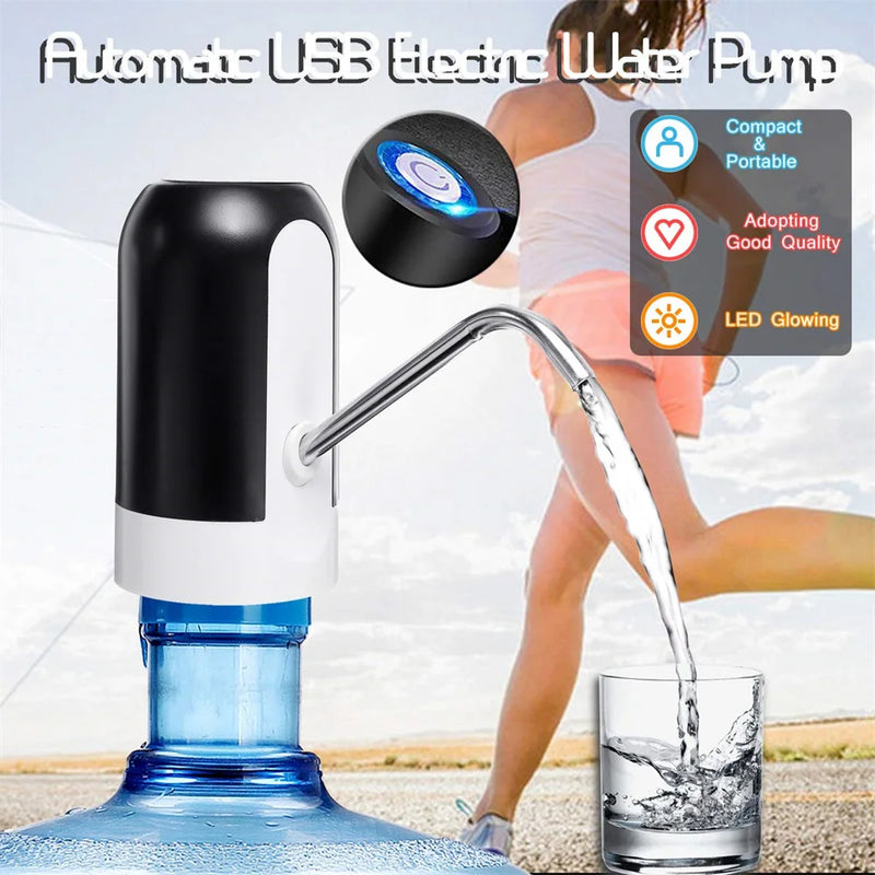 Electric Portable Water Dispenser Pump for 5 Gallon Bottle - USB Charge with Extension Hose