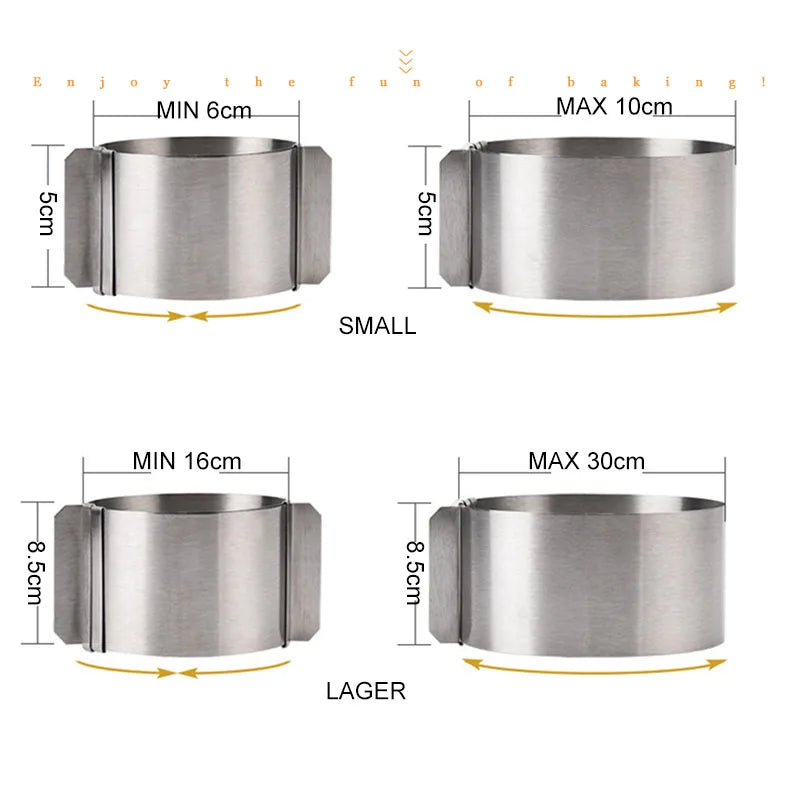 Adjustable Stainless Steel Cake Ring Mold - Round, Retractable