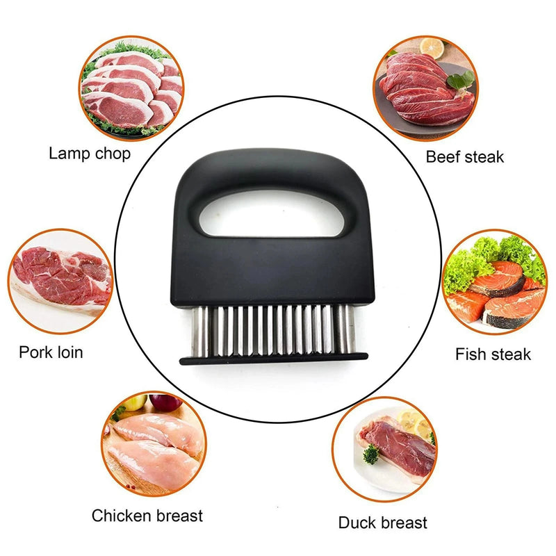 Retractable Stainless Steel Meat Tenderizer - 48 Blades Kitchen Steak Pounder