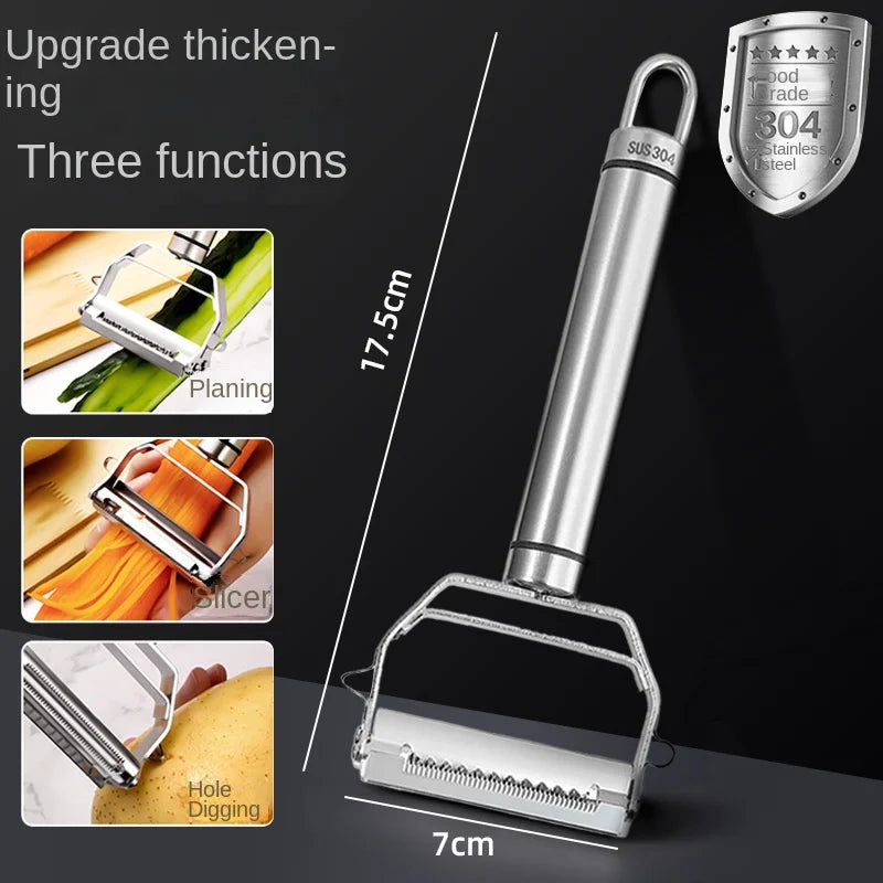 Stainless Steel Fruit and Vegetable Peeler - Multifunctional Grater for Melon, Potato, Carrot, Cucumber, and More