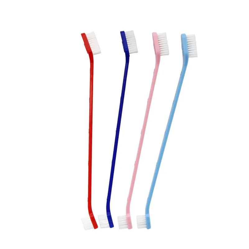 Double-Headed Pet Toothbrush - Multi-Angle Cleaning and Massage Tool, Finger Brush for Dogs and Cats