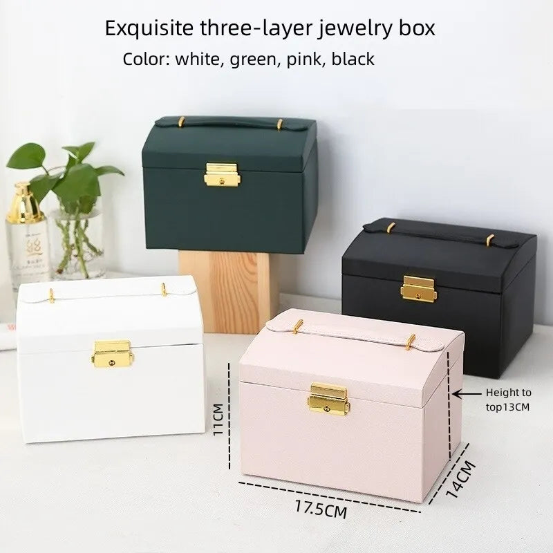 Three Layer Multifunctional Leather Drawer - Jewelry Box