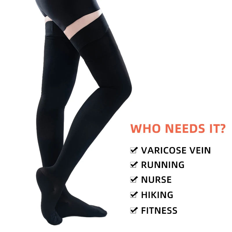 Medical Compression Stockings - Thigh High, Graduated Pressure, for Varicose Veins and Edema