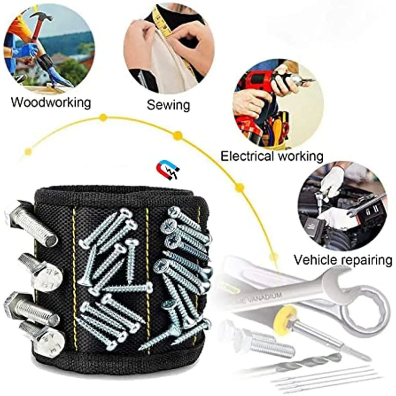 Magnetic Wristband - Holds Screws, Nails, Drill Bits, Strong Magnets