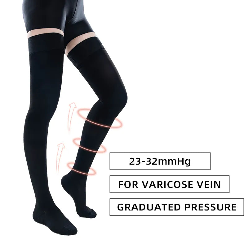 Medical Compression Stockings - Thigh High, Graduated Pressure, for Varicose Veins and Edema