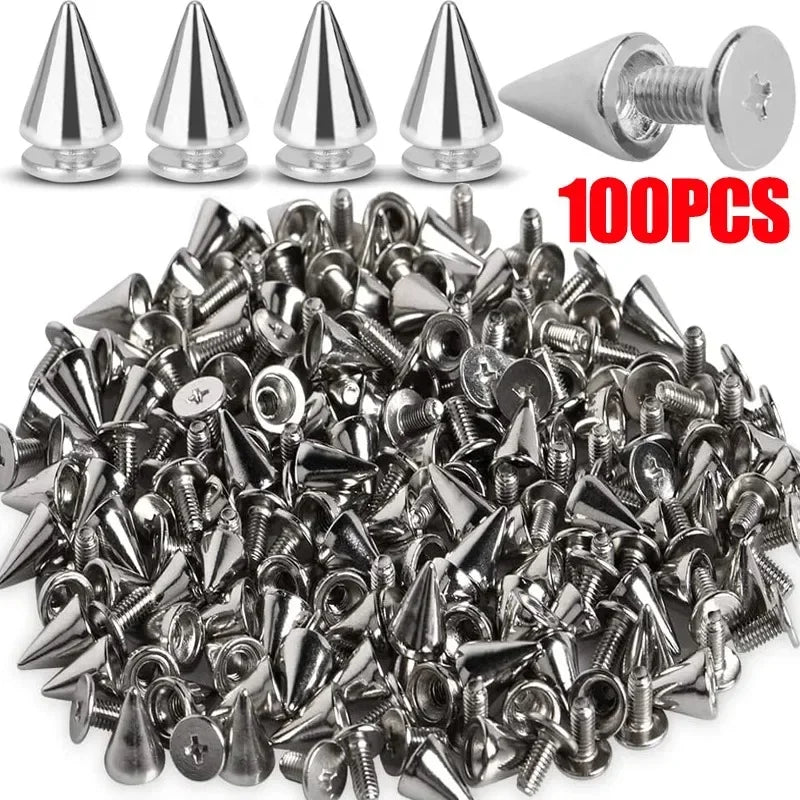 Punk Silver Rivet, Spiked Screws for Clothes and Shoes - Craft Accessories