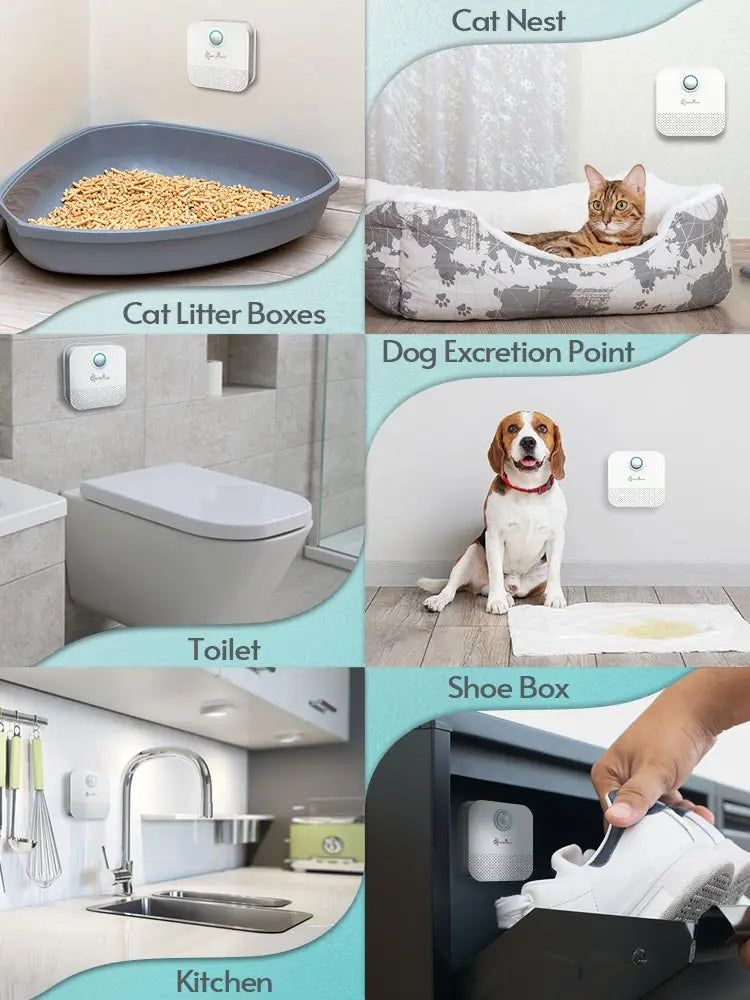 DownyPaws Smart Cat Odor Purifier - 4000mAh Litter Box Deodorizer for Pets