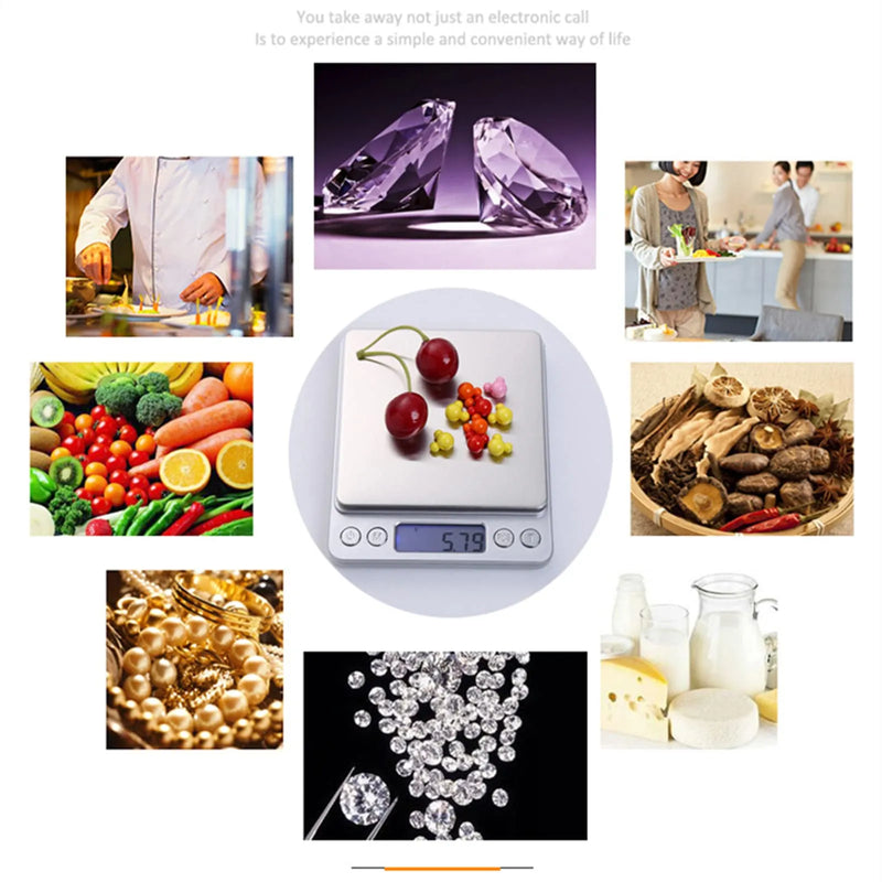 Digital Kitchen Scale - 3000g/0.1g Jewelry and Food Scale, LCD Display, Tare Function