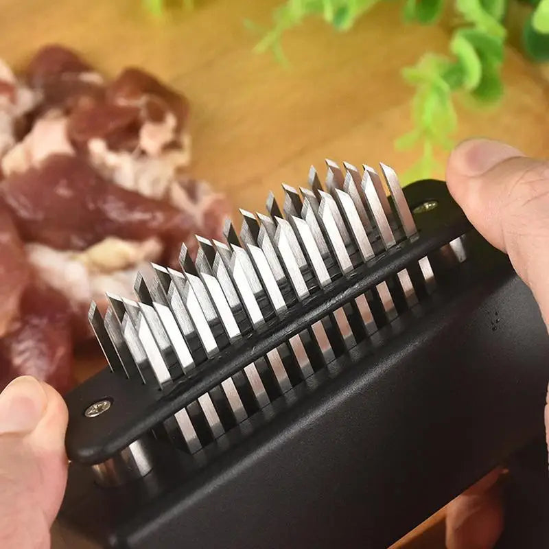 Retractable Stainless Steel Meat Tenderizer - 48 Blades Kitchen Steak Pounder