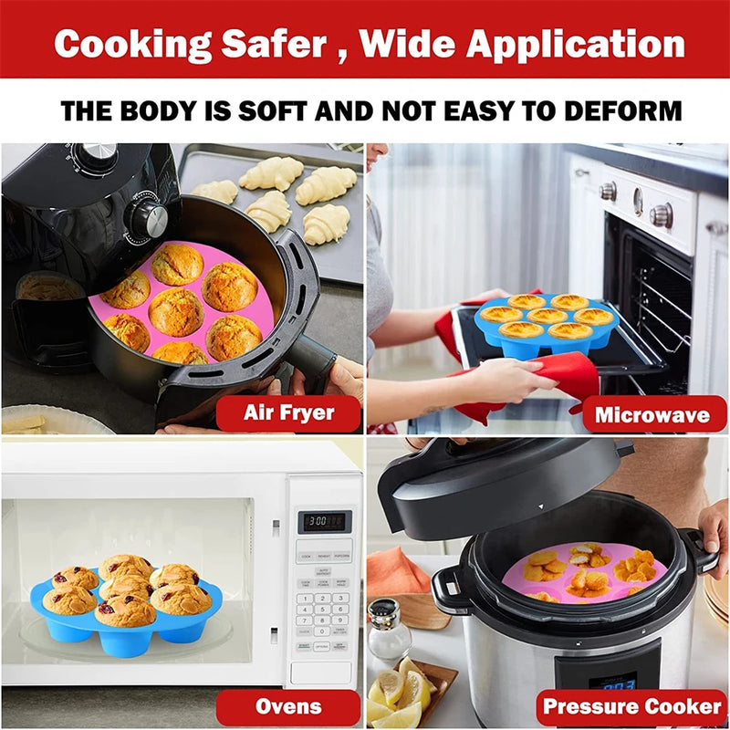 Silicone 7-Hole Cake Mold - Airfryer and Microwave Oven Baking Accessories