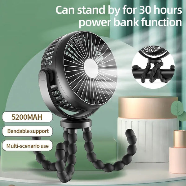 USB Desktop Folding Fan - Multifunctional Octopus Mini Fan for Outdoor, Baby Stroller, and Handheld Use