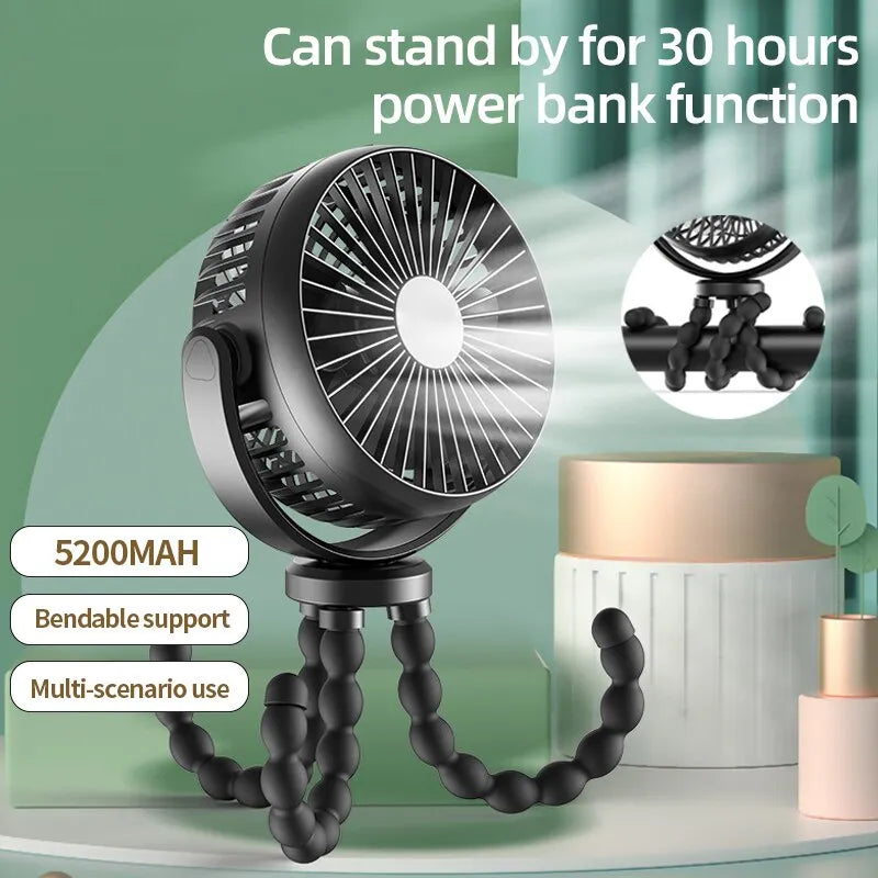 USB Desktop Folding Fan - Multifunctional Octopus Mini Fan for Outdoor, Baby Stroller, and Handheld Use