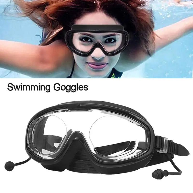 Anti-Fog Wide View Swim Goggles with Earplugs