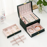Three Layer Multifunctional Leather Drawer - Jewelry Box