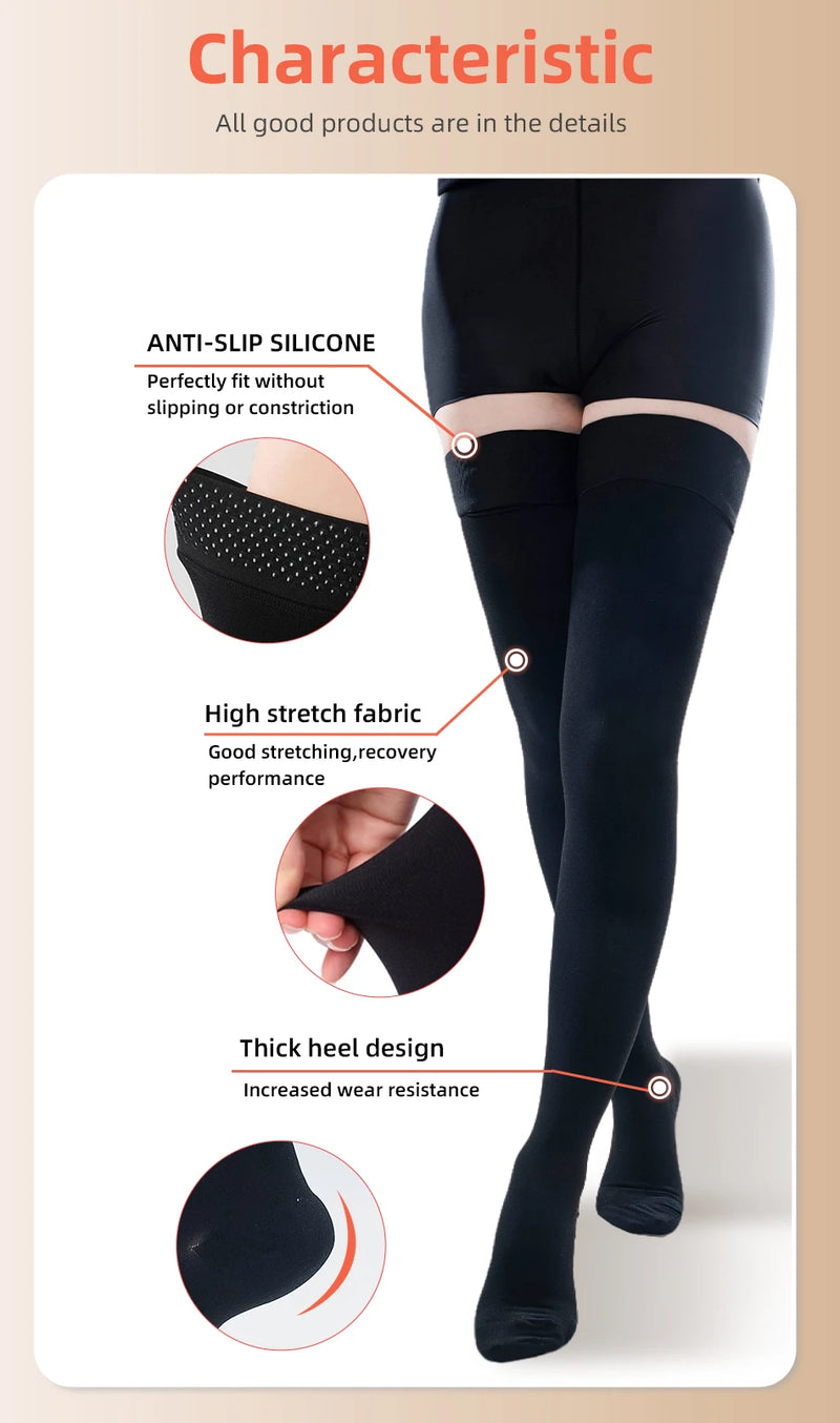 Medical Compression Stockings - Thigh High, Graduated Pressure, for Varicose Veins and Edema