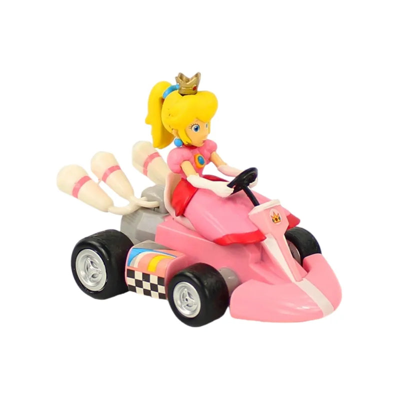 Mario Pull Back Car Toys - Green Yoshi, Donkey Kong, Bowser, Luigi, Toad, Princess Peach Figures for Kids