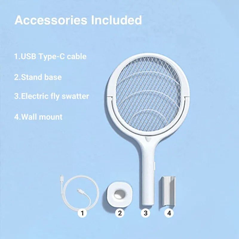 Fast Charging Fly Swatter Racket with Adjustable Lamp