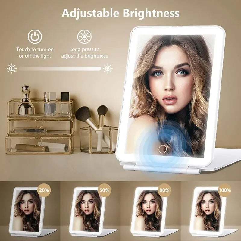 Foldable Touch Screen LED Makeup Mirror