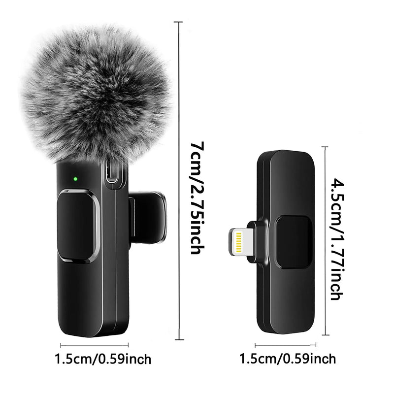 Wireless Lavalier Microphone for iPhone, Android, and Laptop