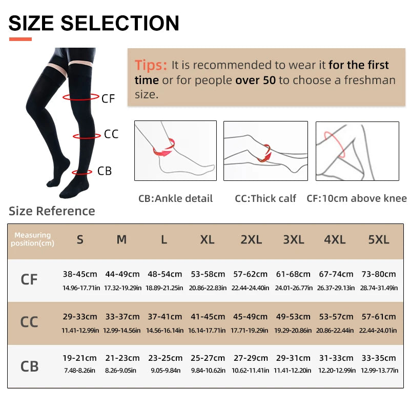 Medical Compression Stockings - Thigh High, Graduated Pressure, for Varicose Veins and Edema